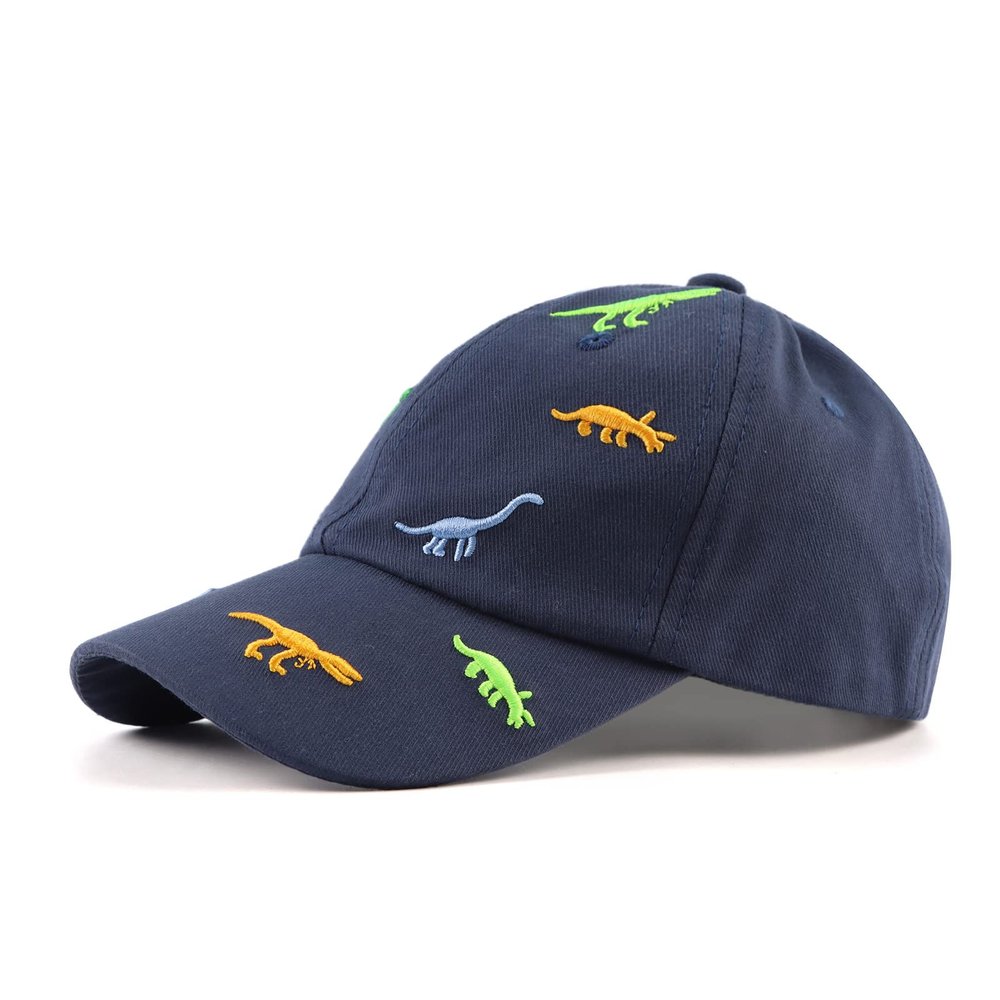 JANGANNSA Dinosaur Boys Girls Caps Embroidery Baby Baseball Caps Cotton Infant Toddler Kids Hat Spring Summer Autumn 2-6Y (Navy Dinosaur, 2-6 Years)