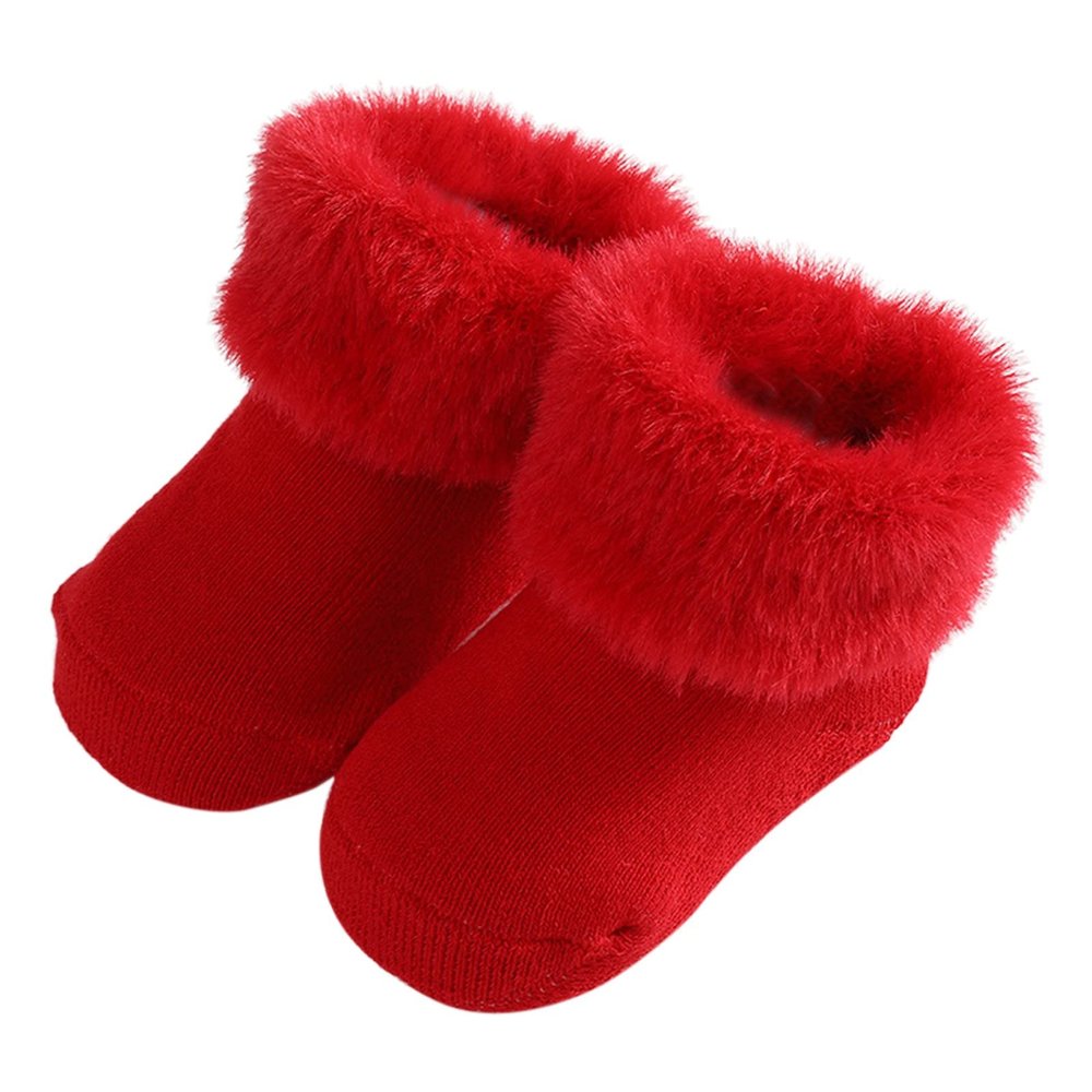 Baby Sock For Winter Warm Socks Toddlers Boys Girls Children Socks Princess Socks Floor First (Red, 0-6 Months)