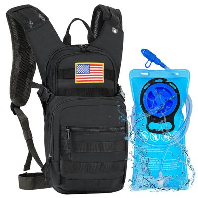 Hydration Backpack with 2L Water Bladder Tactical Molle Water Backpack for Men Women Hydration Pack for Hiking, Biking, Running and Climbing