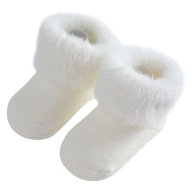 Baby Sock For Winter Warm Socks Toddlers Boys Girls Children Socks Princess Socks Floor First (White, 0-6 Months)