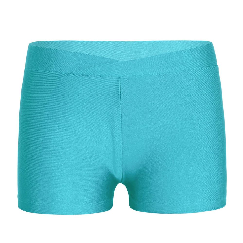 renvena Girls Basic Athletic Yoga Sports Dance Shorts Hot Pants Dancing Bike Pants Workout Dancing Bottoms Blue Green 5-6 Years
