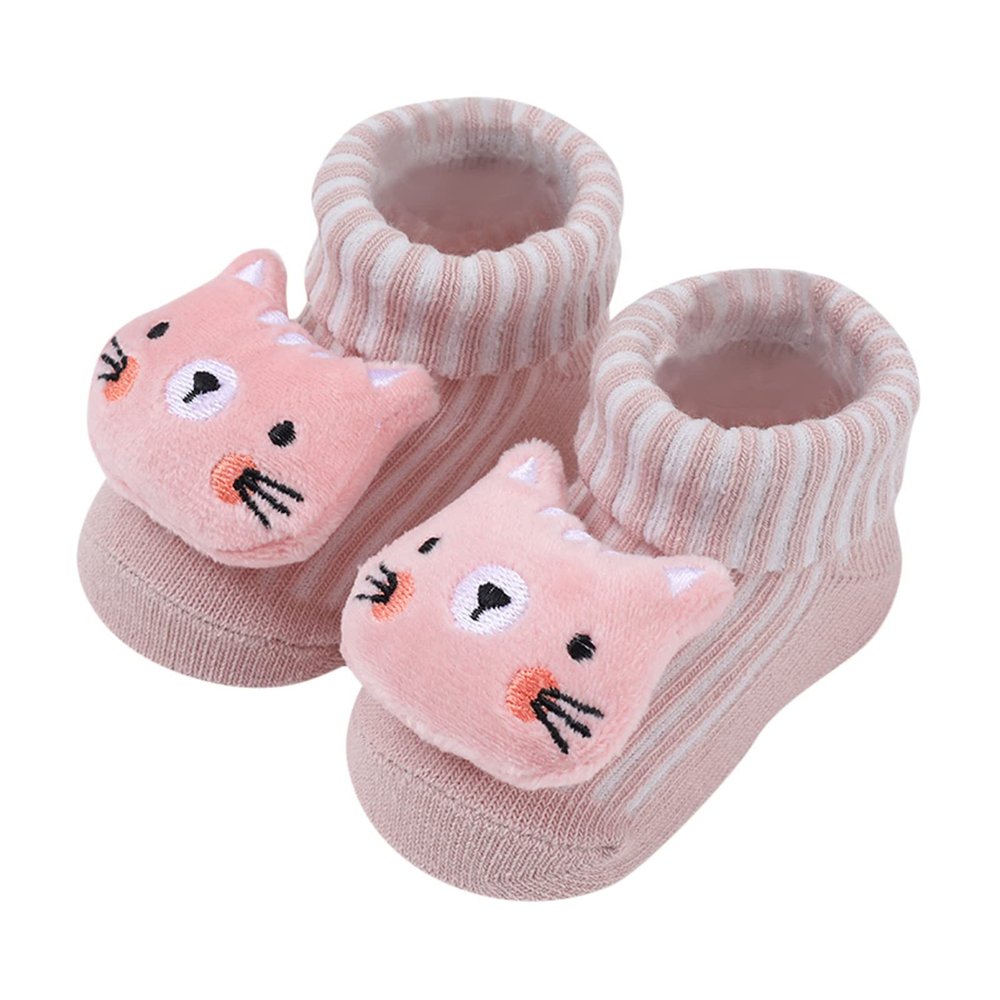 Girls Socks Baby Infant Newborn Cotton Slip Socks Cartoon Socks Toddler Baby Floor Socks (Purple, 0-6 Months)