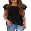 Arshiner Girl Casual T Shirts Ruffle Short Sleeve Summer Daily Wear Solid Black Tee Blouses for Toddler Girls Size 5-6 Years view 1