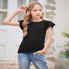 Arshiner Girl Casual T Shirts Ruffle Short Sleeve Summer Daily Wear Solid Black Tee Blouses for Toddler Girls Size 5-6 Years view 2