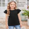 Arshiner Girl Casual T Shirts Ruffle Short Sleeve Summer Daily Wear Solid Black Tee Blouses for Toddler Girls Size 5-6 Years view 4
