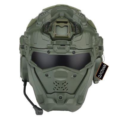 Airsoft Helmet, All-in-One Design Built-in Detachable Tactical Headset Anti-Fog Fan Shade Sliding Goggles,Paintball CS Cosplay Helmet