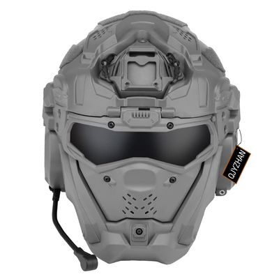 Airsoft Helmet, All-in-One Design Built-in Detachable Tactical Headset Anti-Fog Fan Shade Sliding Goggles,Paintball CS Cosplay Helmet