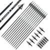 BOWSOUL 30inch Hunting Carbon Archery Arrows with 2.75 High Hardness Vanes Spine 400 for Compound Bow and Recurve Bow (Black White&Broadheads) view 1