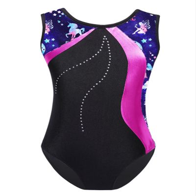 Fldy Gymnastic Leotards for Girls Kids Sparkly Diamond Tank Top Leotard Ballet Dance One Piece Outfit Navy,blue 10
