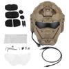 YBJMSFA Airsoft Helmet, All-in-One Design Built-in Detachable Tactical Headset Anti-Fog Fan Shade Sliding Goggles, Paintball CS Cosplay Helmet, TAN, 31,23,25cm view 3