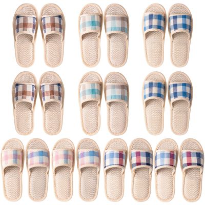 Tessco for you 10 Pairs Washable House Slippers for Guests Open Toe Breathable Slippers Reusable Home Bedroom Hotel Family Travel Unisex Non Slip Casual Spa 4 Large Size + 6 Medium Size(Classic Color)