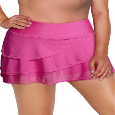 Aleumdr Plus Size Women's Swimdress Ruffle Swim Skirt Bikini Bottom High Waist Built-in Swim Bottoms Rose 18 Plus