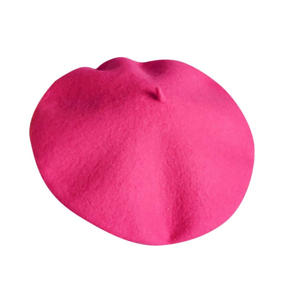Toddler Pom Poms Girls Children Retro Wrap Hat Wool Scarf Beret Head Color Hat Cap Kids Hat (Hot Pink, One Size)