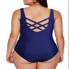 Aleumdr Womens One Piece Swimsuits for Women Criss Cross Low Back Tummy Control Bathing Suits Sports Monokini One Piece Swimwear Plus Size Blue Er 18 Plus view 2