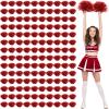 Jerify 120 Pcs Cheerleading Pom Poms Bulk Metallic Foil Cheerleader Pom Poms with Baton Handle Plastic Cheer Pompom Cheering Hand Flowers for Sports Squads Dance Party Basketball (Red) view 1