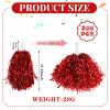 Jerify 120 Pcs Cheerleading Pom Poms Bulk Metallic Foil Cheerleader Pom Poms with Baton Handle Plastic Cheer Pompom Cheering Hand Flowers for Sports Squads Dance Party Basketball (Red) view 2