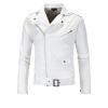 Maiyifu-GJ Men Faux Leather Motorcycle Jacket Retro Notched Lapel Pu Biker Coat Asymmetric Zipper Slim Outwear Overcoat (White,3X-Large) view 1