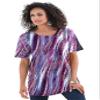 Roaman's Women's Plus Size Cotton Ultimate Crewneck Tee - S, Purple Textured Stripe view 1