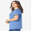 Roaman's Women's Plus Size Cotton Ultimate Crewneck Tee - S, Purple Textured Stripe view 4