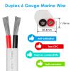 Kimbluth 6 Gauge Duplex Marine Wire Tinned Copper Boat Cable, 10ft 6 AWG Standard USA OFC Oxygen Free Copper Wire for Automotive Boat Speakers Solar Outdoors view 2