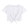 Arshiner Girls Summer Short Sleeve T Shirts Kid Girls Front Knot Shirts Solid White Tee Tops Size 5-6 Years view 1