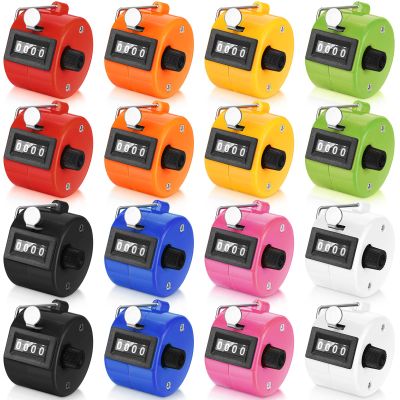 Kathfly 16 Pcs Handheld Clicker Counter 4 Digit Mechanical Tally Counter Assorted Color Pitch Palm for Counting Numbers Knitting Coaching Golf Lap Fishing School Sports Event(Multicolor)