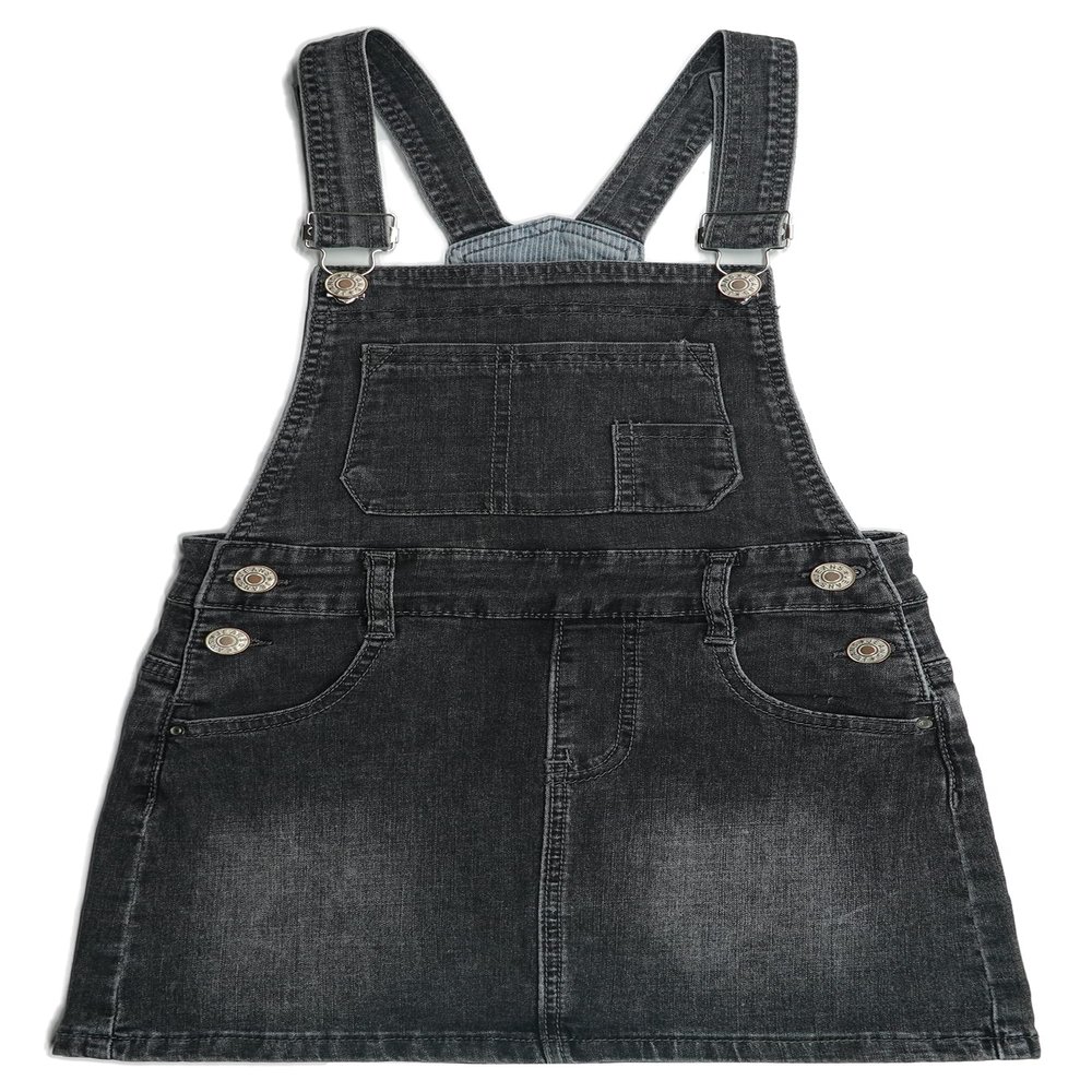 KIDSCOOL SPACE Baby Girls Skirt,Ripped Soft Strechy Denim Girls Summer Overalls Dress,Black,12-18 Months