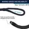 FRM BOARDS Dock Lines: 1/2" x 20' Double Braid Nylon Boat Dock Lines, Premium Boat Ropes for Docking with 12" Loop, Marine-Grade Boat Ropes, Black Marine Rope Boat Lines, 4 Pack Dock Lines for Boats view 3