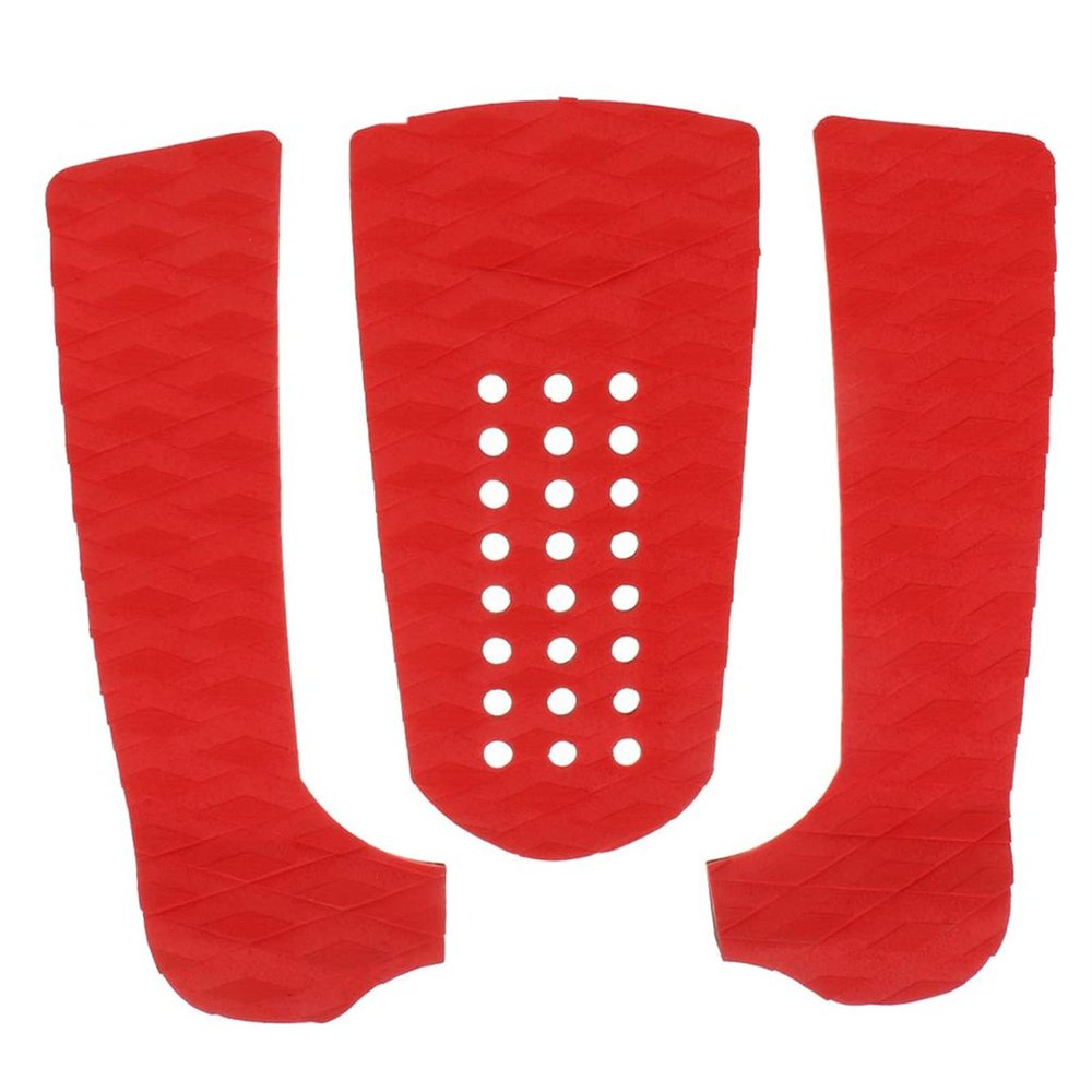 3Pcs EVA Surfboard Traction Tail Pads Outdoor Surfing Deck Grips Surfing Board Deck Grip (Color : Red)