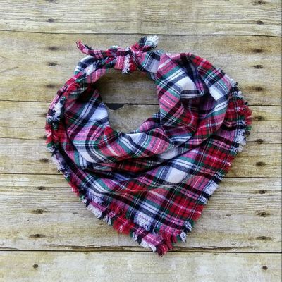 Christmas Dog Bandana Red Plaid Buffalo, Dog Pet Neckwear Scarves Flannel Bandana, Christmas Bandana, Dog Handkerchief, Pet Accessories (Neck Sizes 8" - 26") (X-Large)