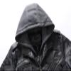 Maiyifu-GJ Camo Motorcycle Jacket for Men Faux Leather Windproof Moto Coat Vintage Bomber Hoodie with Removable Hood (Grey,Large) view 4