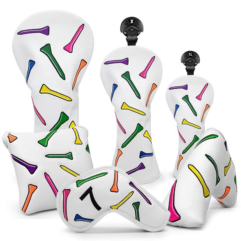 Colorful Tee Golf Headcover+Mallet Putter Cover+Blade Putter Cover+Golf Iron Cover