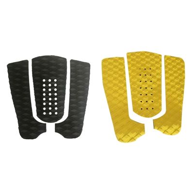 2set Surfboard Traction Pad Resistant Adhesive EVA Grip Surf Deck Tail Pads Three-Piece Black/Yellow