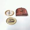 Antique Nautical Engraved Brass Compass with Brown Leather Case Directional Maritime Navigational Pocket Compass Tool for Hiking Trekking Travelling & Camping by NOBLE METAL STORE view 2