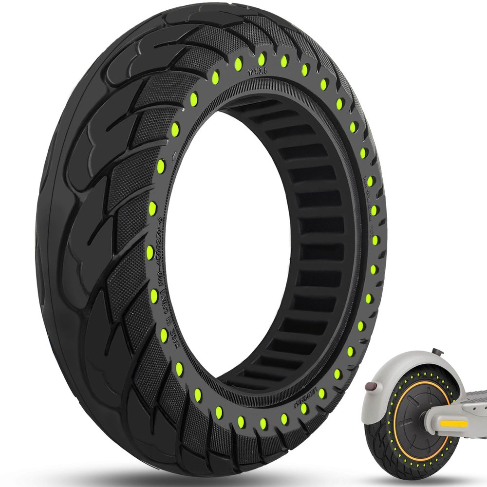 Felixstory 10X2.5, 60/70-6.5 Tubeless Tire for Ninebot Max G30P G30LP G2, Gotrax G MAX, Hiboy S2 MAX/ Max3, Hover-1 Alpha, Zero 10 10X, OKAI ES520B Electric Scooter Wheel, Luminous green 1pc