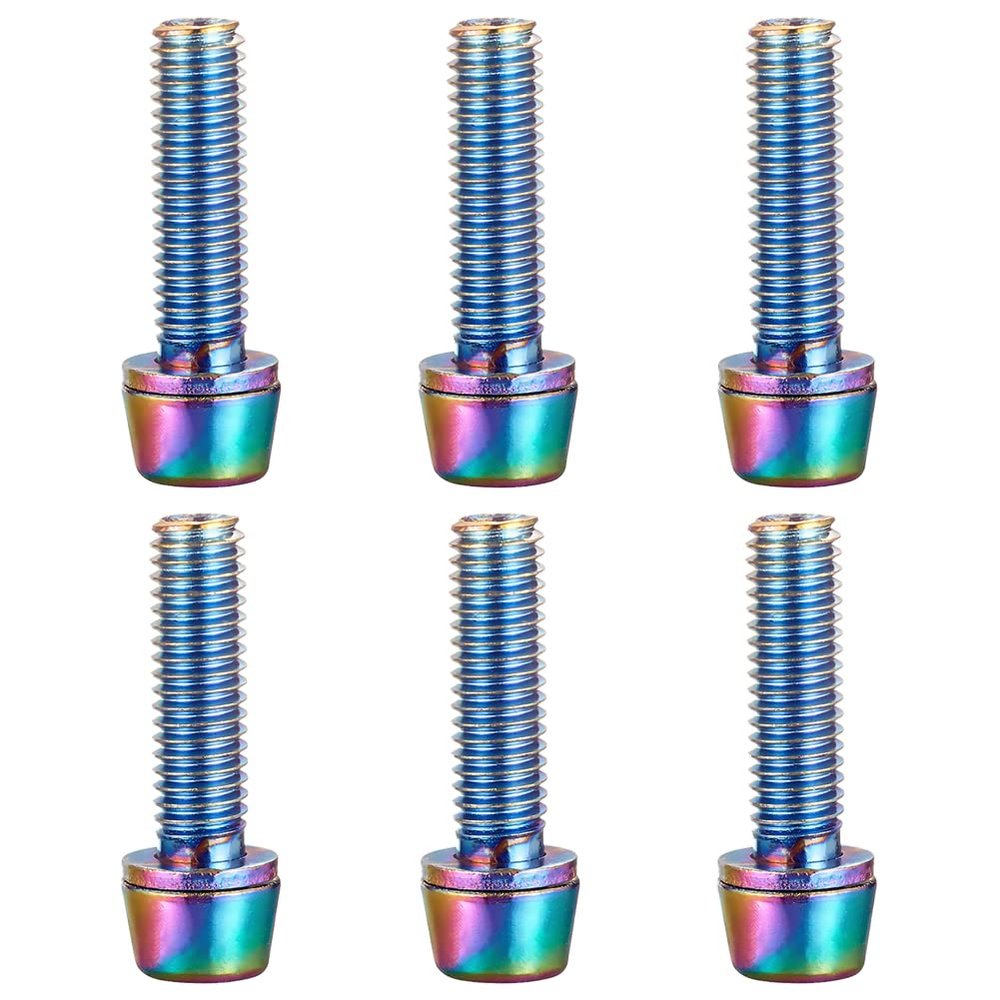 6 Pieces Bike Stem Bolts Steel Alloy M5x18mm CNC Bicycle Handlebar Screw Replacement Hex Socket Screw Stem Parts Colorful
