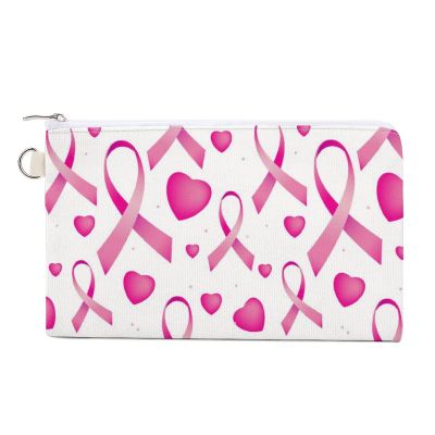 Breast Cancer Pink Ribbon Coin Purse Fashion Wallet Cute Pouch Card Holder with Zip for Men Women