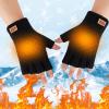 YOLAI Warm Mens Wool Knitted Gloves Half Finger Gloves Typing Gloves Touchscreen Mittens (Black, One Size) view 2