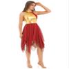 JEYPINMI Women's Praise Liturgical Lyrical Dance Dress Tunic Gold Color Block Lyrical Dance Costume Red XX-Large view 3