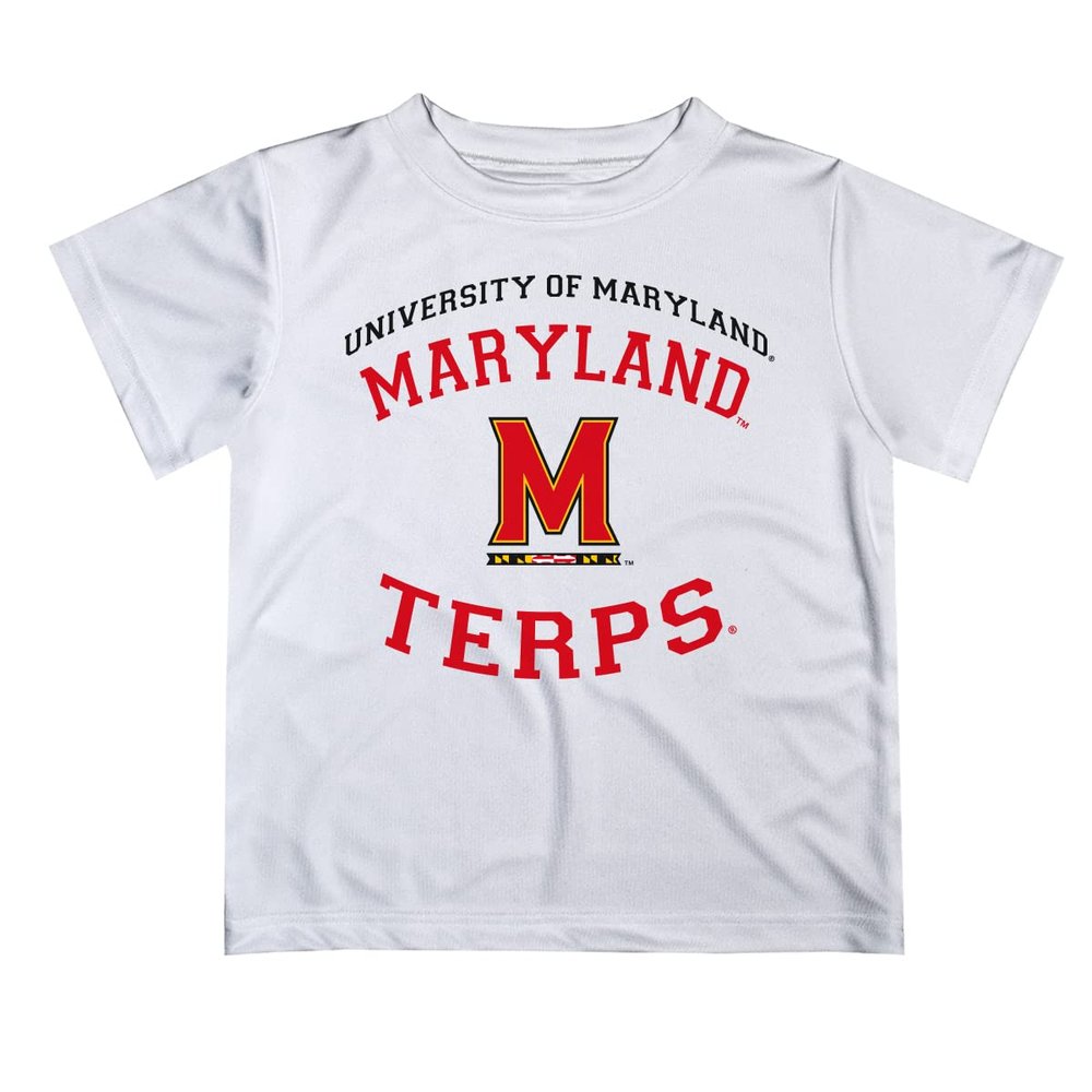 University of Maryland Terrapins Game Day White Short Sleeve Tee Shirt- Boys' Classic Graphic Tees and Crew Neck T-Shirts Soft Fabric for Infants, Toddlers, and Young Boys - 100% Polyester