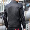 Maiyifu-GJ Men's Lapel Faux Leather Jacket Casual Slim Fit Motorcycle Jackets Lightweight Vintage Pu Outwear Coat (Black,X-Large) view 2