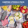 Portable Travel Utensils Set,Reusable Utensils,Travel Camping Cutlery Set,Stainless Steel Flatware Set with Case,Lunch Boxes Workplace Camping School Picnic (Blue) view 3