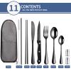 Logcow Travel Utensils with Case,Reusable Utensils,Portable Travel Camping Cutlery Set,Stainless Steel Flatware Set,Lunch Boxes Workplace Camping School Picnic (Black) view 2