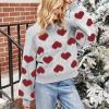 Cardigan Sweater Racer Back Tank Tops Womens Sweater Valentines Day Gift Ugly Christmas Sweater Cute Love Pattern Pullover Knitted Sweater Soft Comfy Top view 4