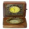 Antique Brass Nautical Compass Wooden Desk Compass with Clock Gift Desk Pocket Compass Christmas view 1