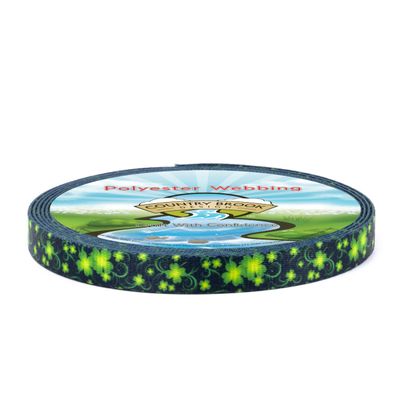 Country Brook Design - Clovers in The Wind Polyester Webbing (5/8 Inch, 10 Yards)