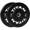 Titan Fitness 15 LB Pair Economy Series Black Olympic Bumper Plates, Durable Rubber Exterior with Steel Core, Weightlifting and Strength Training Weight Plate view 1