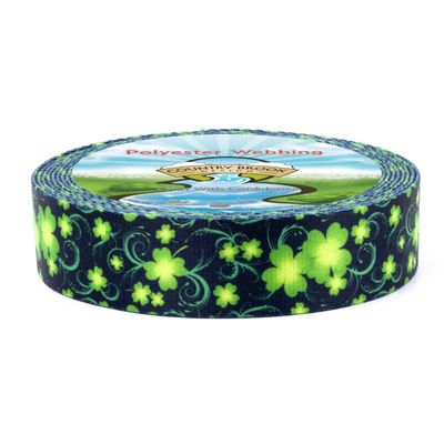 Country Brook Design - Clovers in The Wind Polyester Webbing (1 Inch, 50 Yards)