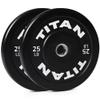 Titan Fitness 25 LB Pair Economy Series Black Olympic Bumper Plates, Durable Rubber Exterior with Steel Core, Weightlifting and Strength Training Weight Plate view 1