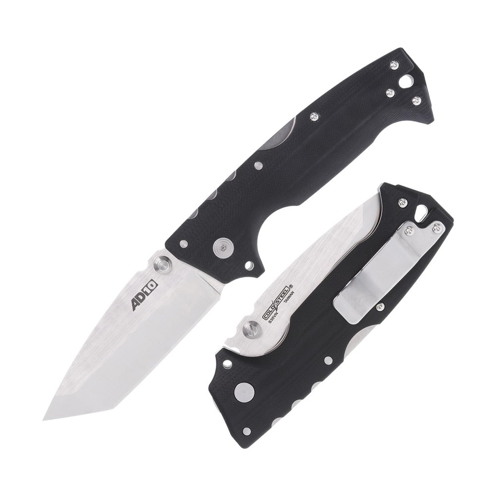 COLD STEEL AD-10 3.5" S35VN Steel Ultra-Sharp Tanto Point Blade 5.25" G-10 Handle Tactical Folding Knife with Tri-Ad Locking Mechanism